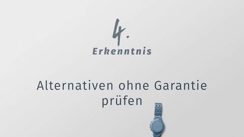 4. Erkenntnis: Alternativen ohne Garantie prüfen