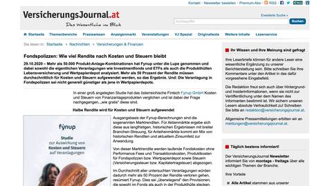 VersicherungsJournal.at berichtet über fynup Studie